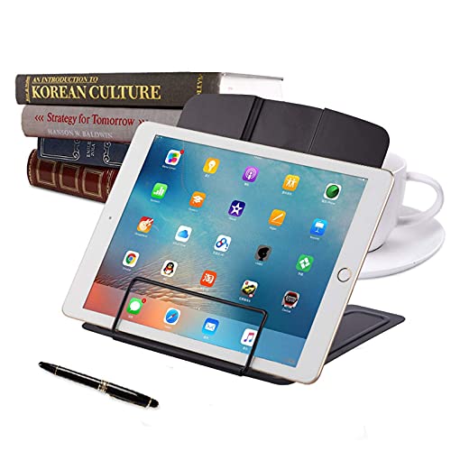 MSDADA 1PC Desk Book Stand Metal Reading Rest Book Holder, Cookbook Holder | Adjustable Documents Holder Portable Sturdy Bookstands for Recipes Textbooks Tablet Music Books with Page Clips (Black) - color: Black