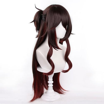 Anime Dark Brown Red Long Wavy COS Wig Women Halloween Costume - color: Deep Red Brown
