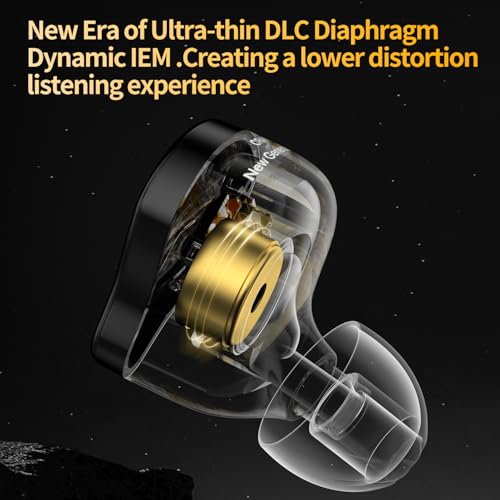 CCA CRA PRO in Ear Monitor Headphones, Ultra-Thin DLC Diaphragm Dynamic Driver Gaming Earbuds, Clear Sound & Deep Bass, IEMS for Singer Musicians Drummers DJ - color: Black, style: With Mic