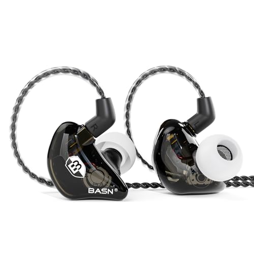 BASN Bsinger BC100 in Ear Monitor Headphones Universal Fit Noise Isolating IEM Earphones for Musicians Singers Studio Audiophiles (Black) - color: Black