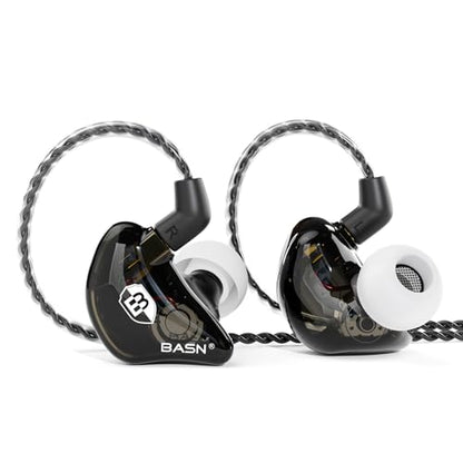 BASN Bsinger BC100 in Ear Monitor Headphones Universal Fit Noise Isolating IEM Earphones for Musicians Singers Studio Audiophiles (Black) - color: Black