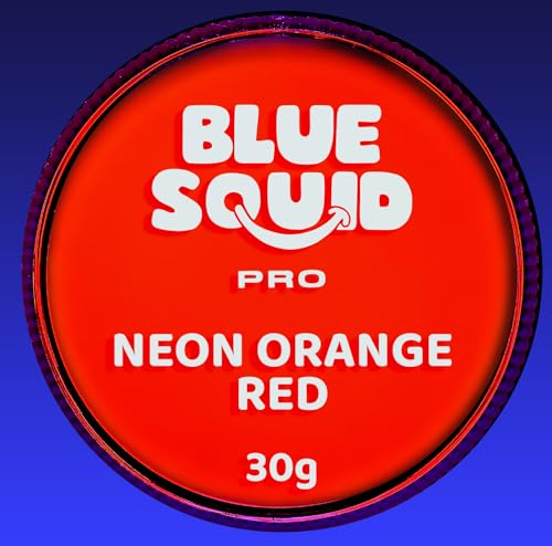 Blue Squid Face Paint Water Based Single Cake Professional Face Paint & Body Paint - Water Activated, Kids Adults Face Painting for Costume, Halloween Makeup, Cosplay - Neon Orange Red Face Paint 30g - color: Neon Orange Red