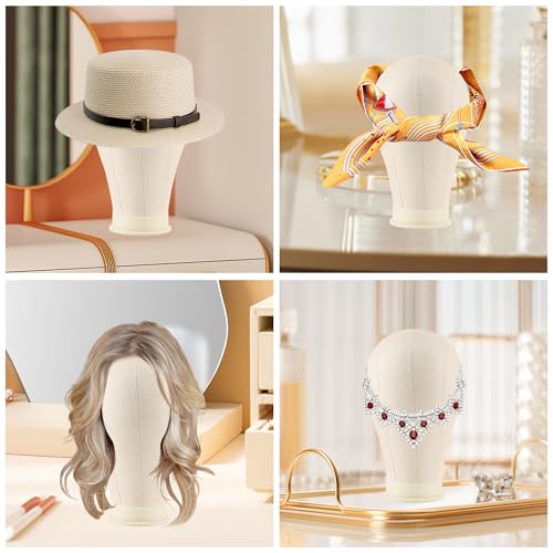 Tall Wig Tripod Stand with 23 Inch Head for Styling,Making | Wig Stand with Canvas Mannequin Head for WIg Display,with Wig Caps,T-PIN,C Needles,Clips,Carrying Bag,Comb(37.4-50.8 Inch) - color: Carbon Black