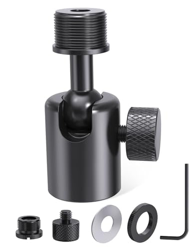 Ball and Socket Head Microphone Adapter with Angle Adjustment [All Metal], Universal Mic Stand Adapter for Audio Studio & Live Performance Mic Setups with 5/8" & 3/8'' Adapters