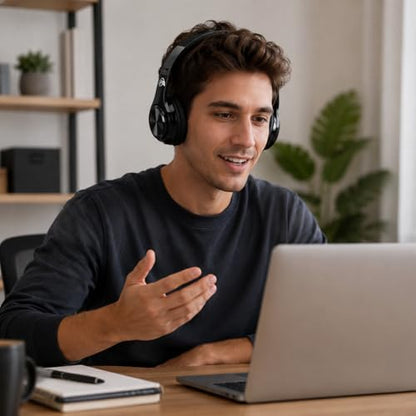 Gaming Headphones, Wireless Bluetooth Over-Ear, Black with Color Accents, Built-in Mic, HiFi Stereo Sound, Foldable Design-Gaming Headset (Black) - color: Black