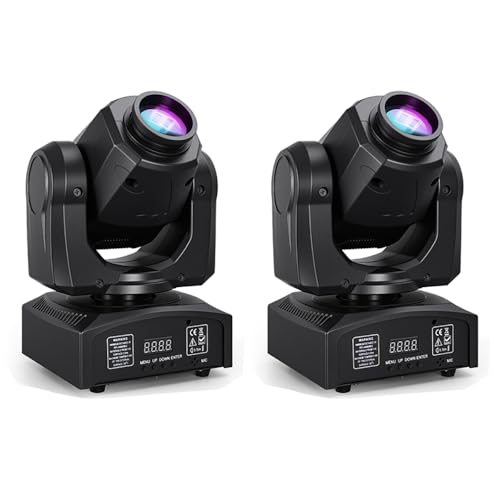 MINGJIE 60W LED Moving Head Stage Light, DMX512 DJ Light | 8 Gobos & 8 Colors, Sound Activated, 540° Pan & 270° Tilt, Compact DJ Lighting for Weddings, Parties, and Stage Events - color: White