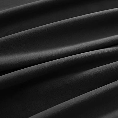 nanbowang Black Velvet Curtains - 42 Inches Width 84 Inches Long Soft Curtain Rod Pocket Thermal Insulated Window Treatment for Bedroom 2 Panels - color: Black, size: 42"W x 84"L (Pack of 2)