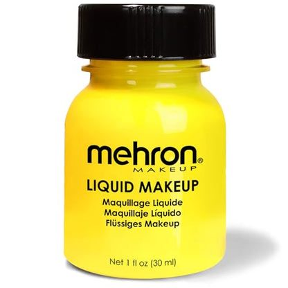 Mehron Makeup Liquid Makeup - YELLOW, Face & Body Paint | 1 Fl oz Water-Based Face Paint & Body Paint Perfect for Halloween & Cosplay. Air Brush Compatible. Vegan & Made in the USA. - color: Yellow