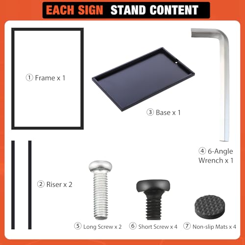 Blulu 6 Pcs Sign Stand Holder, 19.6"x 27.5" Double Sided Metal Wedding Sign Stand, Heavy Duty Floor Standing Poster Holder, Outdoor Banner Stands with Non Slip Mat for Board and Foam Display (Black) - color: Black
