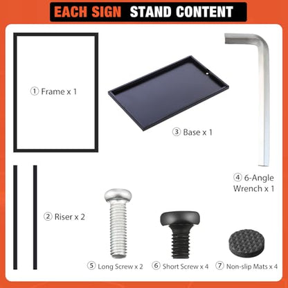 Blulu 6 Pcs Sign Stand Holder, 19.6"x 27.5" Double Sided Metal Wedding Sign Stand, Heavy Duty Floor Standing Poster Holder, Outdoor Banner Stands with Non Slip Mat for Board and Foam Display (Black) - color: Black