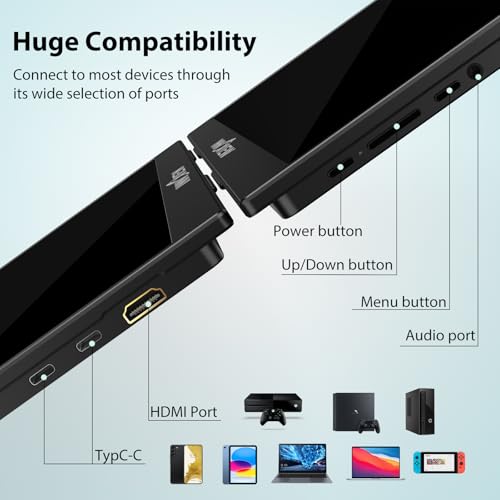InnoView Portable Monitor 18.5 inch 100HZ 120% sRGB, 1080P FHD IPS Large Portable Monitors for Laptop USB C HDMI HDR Travel Monitor with Kickstand Mac PC Xbox PS4/5 Switch - size: 18.5 INCH