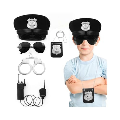 Police Costume Accessories Adjustable Cop Hat for Adults Boys Girls Police Officer Theater Dress Up Theme Party - color: Set-c