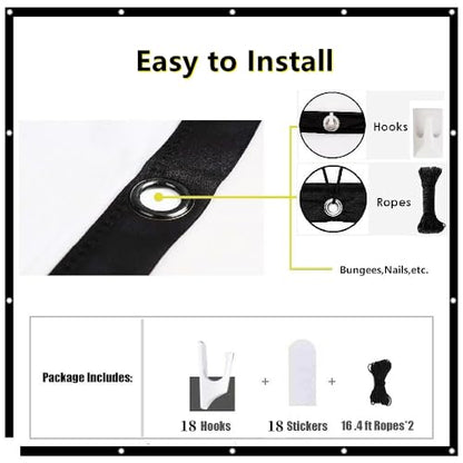 180 Inch Foldable Anti Crease HD Outdoor Portable Projector Screen | With Hooks and Ropes,16:9 Large Indoor Outdoor Projection Movie Screen For Home Theater/Education/Office/School/Camping/Party
