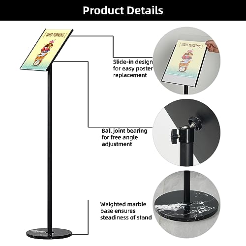 Heavy Duty Sign Stand, Floor Poster Board Stand, Adjustable Metal Sign Holder Height Up to 60 Inches and 180° Rotation Display Standing Pedestal for Board & Foam (Black-A3-1PC) - color: Black-A3-1PC