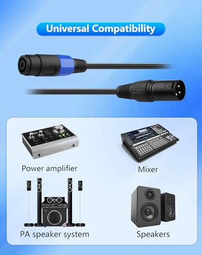 CERRXIAN Speakon to XLR Speaker Cable, 16AWG XLR Male to Speakon Female Audio Adapter with Twist Lock for Amplifier Pro DJ PA Stage - 6.5FT