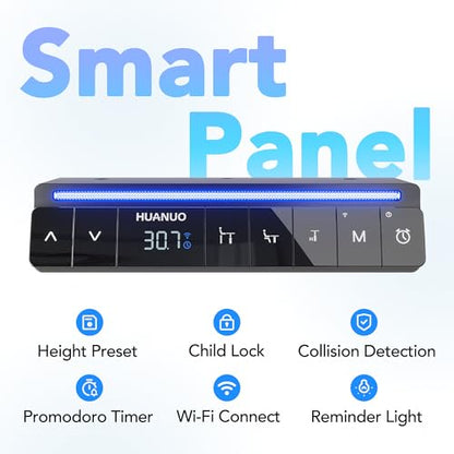 HUANUO AI-Powered Smart Electric Standing Desk, 32 Inch, Black | AI App & Voice Control via Alexa, Google Assistant & Siri Shortcuts, 28.3–46.5-Inch Height, Compact 32-Inch Desk, 3 Settings - color: Black, size: AI-32" X 19"