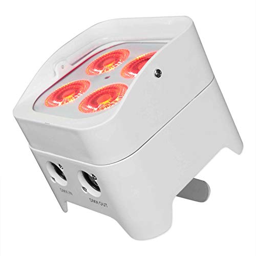 Rockville Best PAR 50 White Rechargeable LED Par Wash Light, Wireless DMX, 4x6W RGBWA+UV LEDs, 4400mAh Battery, 6500 Lux Output, Compact for DJs, Stage, Weddings, Parties | 15-Hour Rechargeable Battery, RGBWA, UV, IRC Remote, Sound Activated, Flicker Free