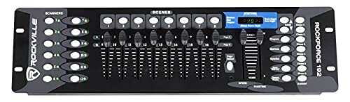 Audiosavings Bundle: Hurricane 2000 Professional DMX Fog Machine w/Built-In Timer Bundle with Rockville ROCKFORCE 192-Channel DMX Lighting Controller + MIDI + 25' 3-Pin DMX Lighting Cable (3 Items)