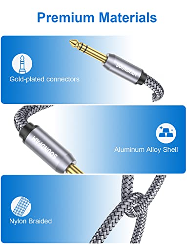 RCA to 1/4 Cable,TRS Quarter inch(6.35mm) Male to 2RCA Male Stereo Y Splitter Adapter Cable -Grey(3Feet/1M) - color: Grey-TRS 1/4 to RCA, size: 3ft/1M
