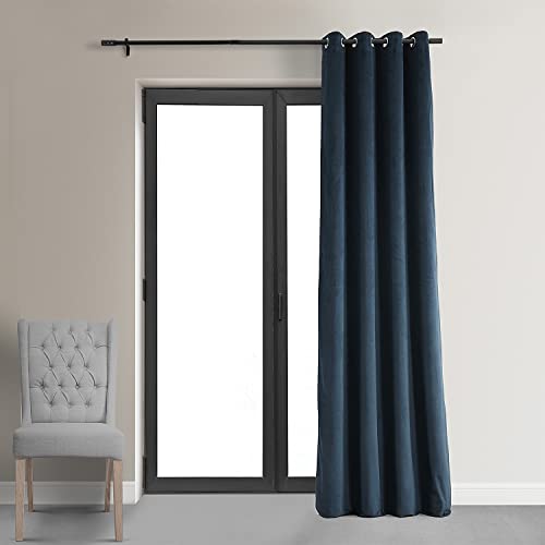 HPD Half Price Drapes Signature Grommet Blackout Velvet Curtains 108 Inches Long Heat & Full Light Blocking Blackout Curtains for Bedroom & Living Room (1 Panel), 50W x 108L, Midnight Blue - color: Midnight Blue, size: 50"W x 108"L (Pack of 1)