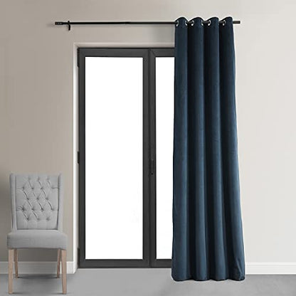 HPD Half Price Drapes Signature Grommet Blackout Velvet Curtains 96 Inches Long Heat & Full Light Blocking Blackout Curtains for Bedroom & Living Room (1 Panel), 50W x 96L, Midnight Blue - color: Midnight Blue, size: 50"W x 96"L (Pack of 1)