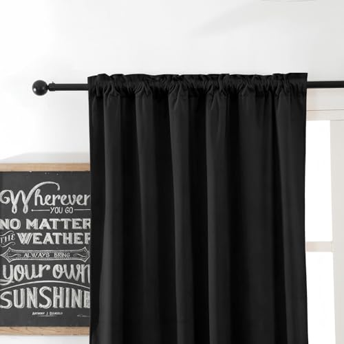 Black Velvet Curtains, Suitable for Bedroom Windows, Ultra Soft Curtains, Living Room Blackout Rod Pocket Curtains, Width 52 Inche x Length 84 Inches, 2-Panel Set (Black, 52" W x 84" L (Pack of 2)) - color: Black, size: 52"W x 84"L (Pack of 2)