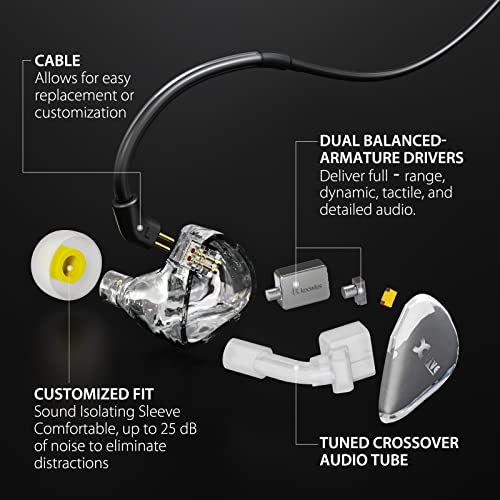 Xvive U45T9 Wireless in Ear Monitor System 5.8ghz with T9 2BA Drivers IEM Earphone, IEM System Transmitter and Bodypack Receiver for Studio, Band Rehearsal, Live Performance, Channel Scan Mode - style: U45T9