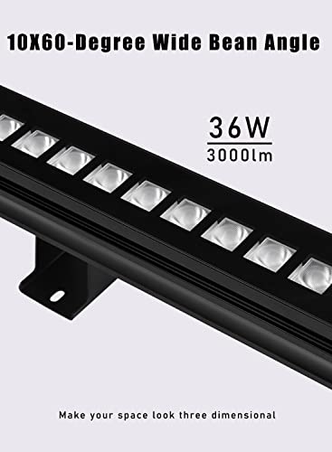 36W LED Wall Washer Light, 5000K Daylight, 4000LM, 10×60° Wide Beam | Linkable 120V Plug-In LED Bar Light, 40" IP65 Waterproof Outdoor Wall Wash Light for Signs, Billboards, Buildings & Garages