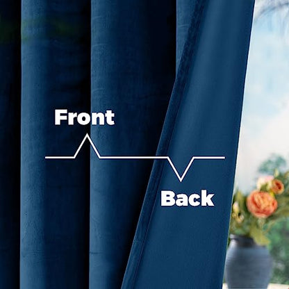 BGment Blackout Velvet Curtains 72 Inches Long for Bedroom, Dark Blue | Noise Reducing, Thermal Insulated, Room Darkening, Super Soft Window Curtains, Back Tab Rod Pocket, 2 Panels, 52 x 72 Inch - color: Blue, size: 52"W x 72"L (Pack of 2)