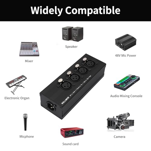 3 Pin XLR 1 Male to 4 Female Splitter,4WAY XLR Four-Input and one-Output Parallel Connection Adapter,Four Microphone inputs Converted to one Output,4 in to 1 Out Aduio Splitter - color: 1 Male to 4 Female Adapter