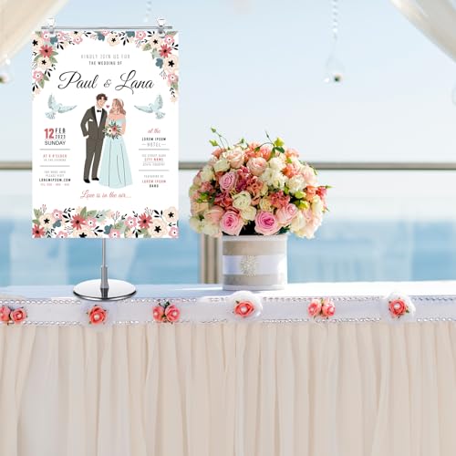 6 Pcs Adjustable Table Banner Stand Table Top Banner Metal T-shaped Display Poster Holder Advertising Business Store Counter Desktop Holder 9.84" to 37.4" Height for Birthday Wedding Show