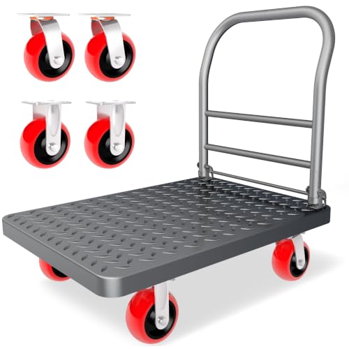 2000 lbs Heavy Duty Platform Truck, Foldable Flatbed Push Cart - size: 36"x24"