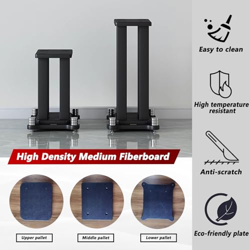 Universal Wooden Speaker Stands Pair, Heavy Duty Floor Standing Speaker Mount, Bookshelf & Studio Monitor Stands for Home Theater Surround Audio System (7.8in) - size: 7.8 in