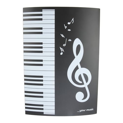 1Pc PP Sheet Music Folder 4 Pages Expand Score Storage Folder 9x12 in Black | Writable & Foldable Piano Sheet Music Holder Holds 6 Pages for Musicians Violin Choir Band Orchestra Practice Performances