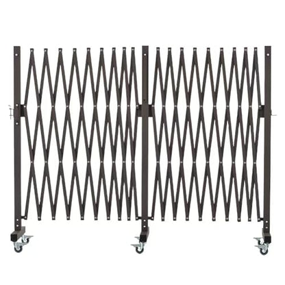 GYMTIME Industrial Expandable Metal Barricade, Safety Barrier with Casters, Flexible Mobile Folding Gate, Adjustable Traffic Fence for Warehouse, Shopping mall, Garden, Brown, 18 Feet, 47 inch High - size: 47 in-18 Feet(H-L)