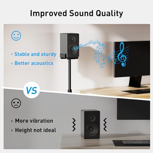 PERLESMITH Universal Speaker Stands for Surround Sound -Height Adjustable Extend 33.3”to 45.1”, Floor Speaker Stand for Satellite & Studio & Bookshelf Speakers up to 11LBS,1 Pair Black, PSSS2 - size: Weight 11 LBS