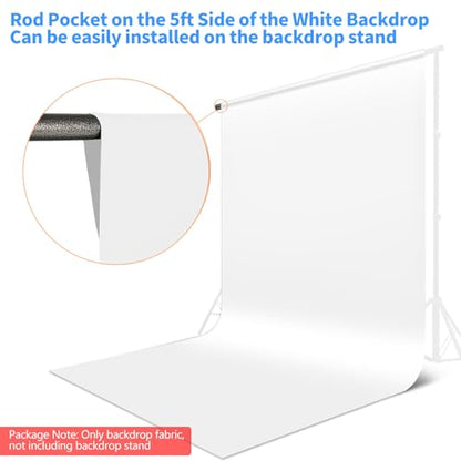Hemmotop Photo Backdrop, White, 5x7ft, Photography Background Backdrops | Polyester Fabric, Non Reflective, Ideal for Photoshoot, Product Photos, Easter, Birthday, Baby Shower, Halloween Party - color: White, size: 5x7ft