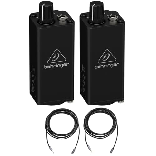 Behringer Powerplay PM1 Personal in-Ear Monitor Belt-Pack, 2-, Bundle with 2X 10' Stereo Mini Male to Female Headset Extension Cable