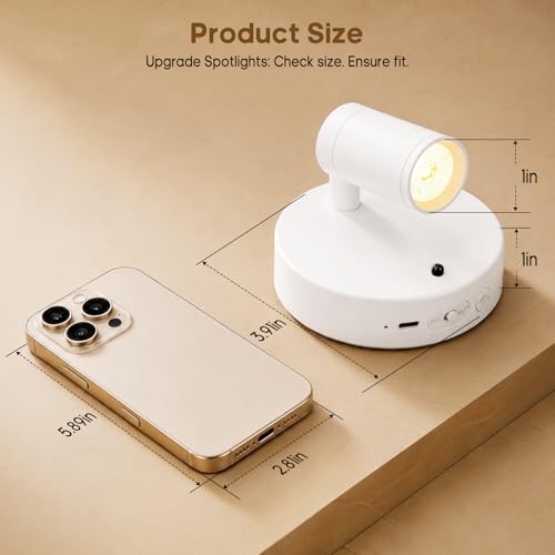 Spotlights Indoor with Remote, 5500Mah Rechargeable Picture Lights on Wall - color: White-5500mAh