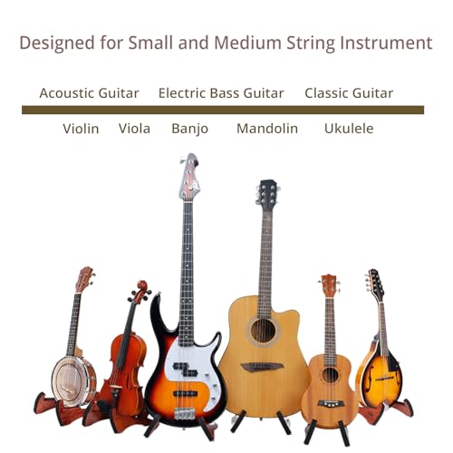 Guitar Stand, Acoustic Guitar Stand with Padded Foam, Classical Electric Guitar Stand,Folding Bass Guitar Display Stand Travel Guitar Stand, Compatible with Mandolin, Bass, Banjo, Ukulele,Rabbit-Shape Patented (Rosewood) - color: Rosewood