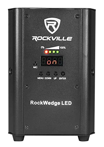 Rockville RockWedge LED Black RGBWA+UV Rechargeable Par Up-Light, 2-Pack | Built-In 7500mAh Battery, Wireless DMX, 54W, Up to 36 Hours Single Color Runtime, 4 Hour Recharge, 6 or 10 Channel DMX