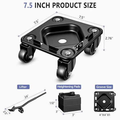 KEDSUM 2000LBS Furniture Dolly Set of 4 with Anti-Slip Groove Design - size: 7.5inch