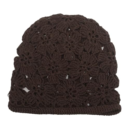 ZLYC Women Cotton Crochet Slouchy Beanie Hat Handmade Knit Summer Skull Cap | Lightweight breathable,boho casual chic look,travel photos festival party,café commute daily wear,beach concert gathering - color: Crochet Brown