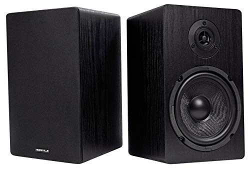 Rockville RockShelf 64B Black 6.5" Home Theater Bookshelf Speakers, Pair | 400W Peak/100W RMS, 4 Ohm, Kevlar Woofer, Silk Dome Tweeter, Wall Mountable, Magnetic Grill, MDF Cabinet - color: Black