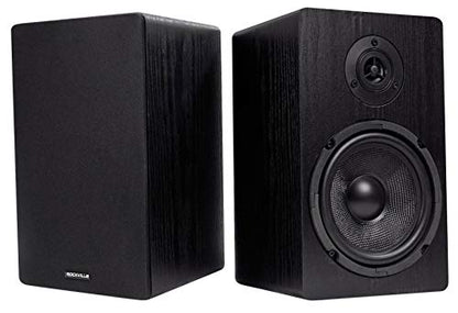 Rockville RockShelf 64B Black 6.5" Home Theater Bookshelf Speakers, Pair | 400W Peak/100W RMS, 4 Ohm, Kevlar Woofer, Silk Dome Tweeter, Wall Mountable, Magnetic Grill, MDF Cabinet - color: Black