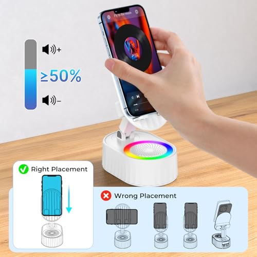 AKLLCCR Wireless Induction Audio Bluetooth Speaker 5in1 Phone Holder Emergency Rechargeable (3000mAh) with Colorful Ambient Light 300° Foldable for Tablet iPhone Android, Gifts for Men Women (White) - color: White