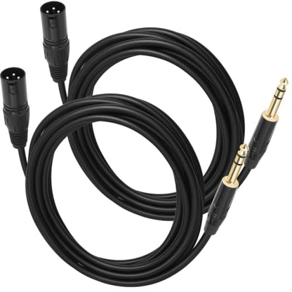 2 Pack XLR Male to 1/4" TRS Stereo Adapter ,10ft Balanced for Microphones - color: XLR Male to 6.35, size: 10 ft - 2 Pack
