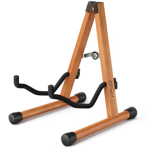 SNIGJAT Acoustic Guitar Stand, Folding Wood Guitar Stand with Padding Tamo - color: Tamo Wood