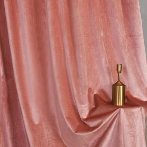 Velvet Tie Top Room Curtain Set- Girls Pink Bow Tie Design Drapes for Living Room/Bedroom W52 x L84-inch, 2 Panels - color: Blush Pink, size: 52"W x 84"L (Pack of 2)