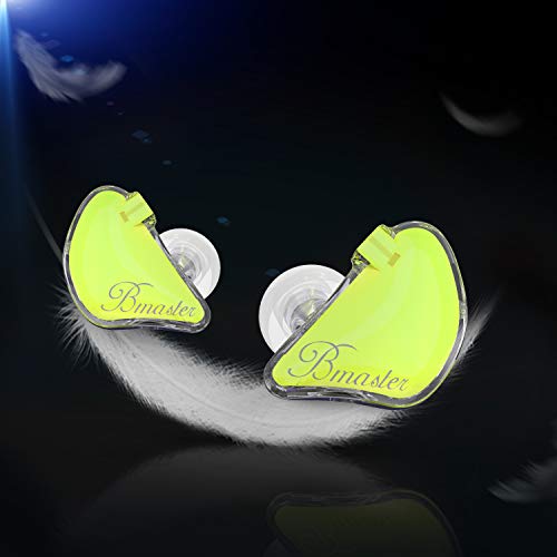 BASN Bmaster Noise Isolating in Ear Monitor Earphones, 1BA+2DD Hybrid Balanced Armature Driver IEM Headphones with Two Detachable MMCX Cables (Yellow) - color: Yellow
